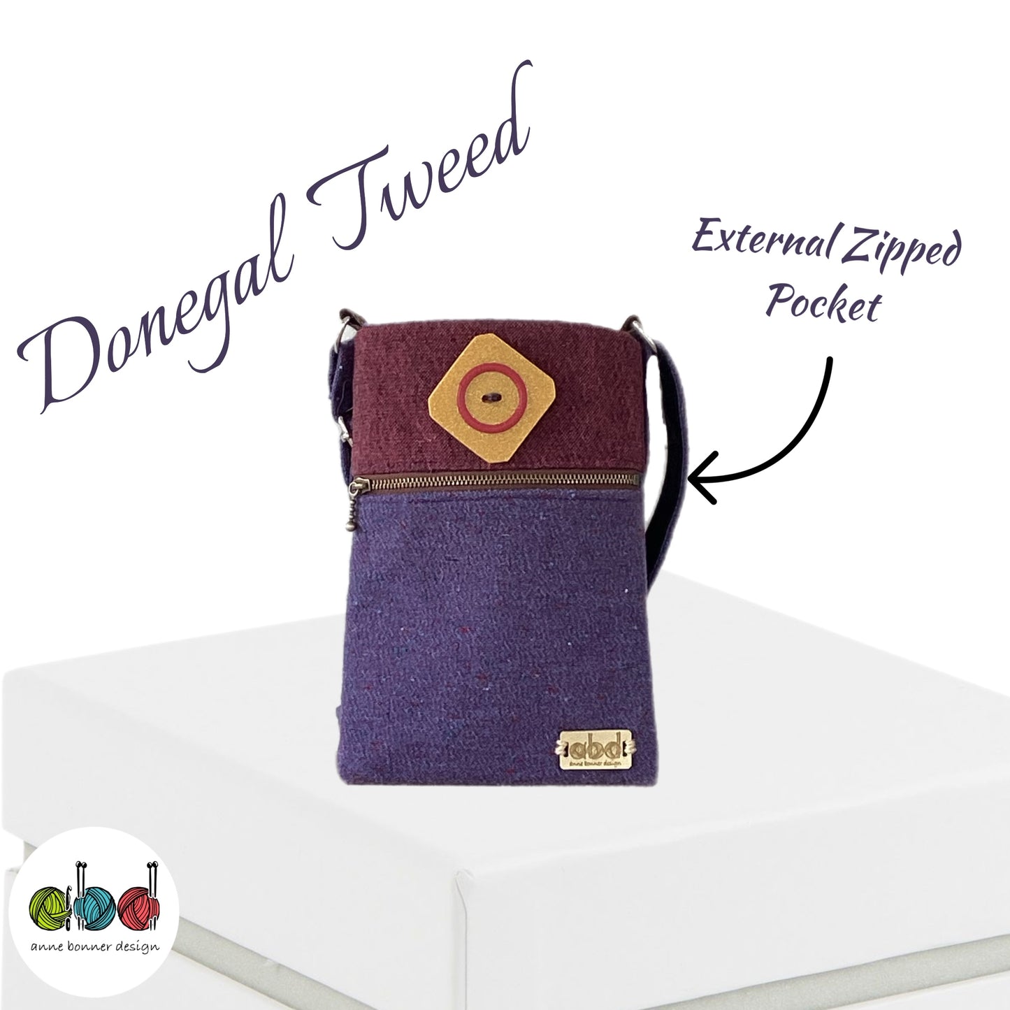 Handcrafted Donegal Tweed Crossbody Phone Bag – One of a Kind | PB006