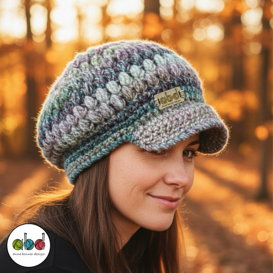 Handmade Crochet Newsboy Hat - One of a Kind | AH020