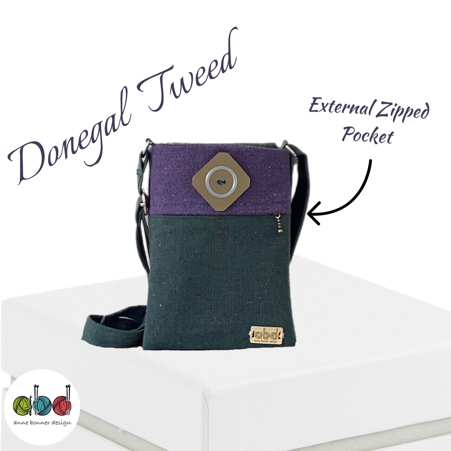 Handcrafted Donegal Tweed Crossbody Phone Bag – One of a Kind | PB004