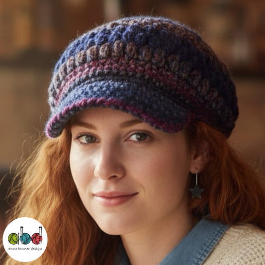 Handmade Crochet Newsboy Hat - One of a Kind | AH029