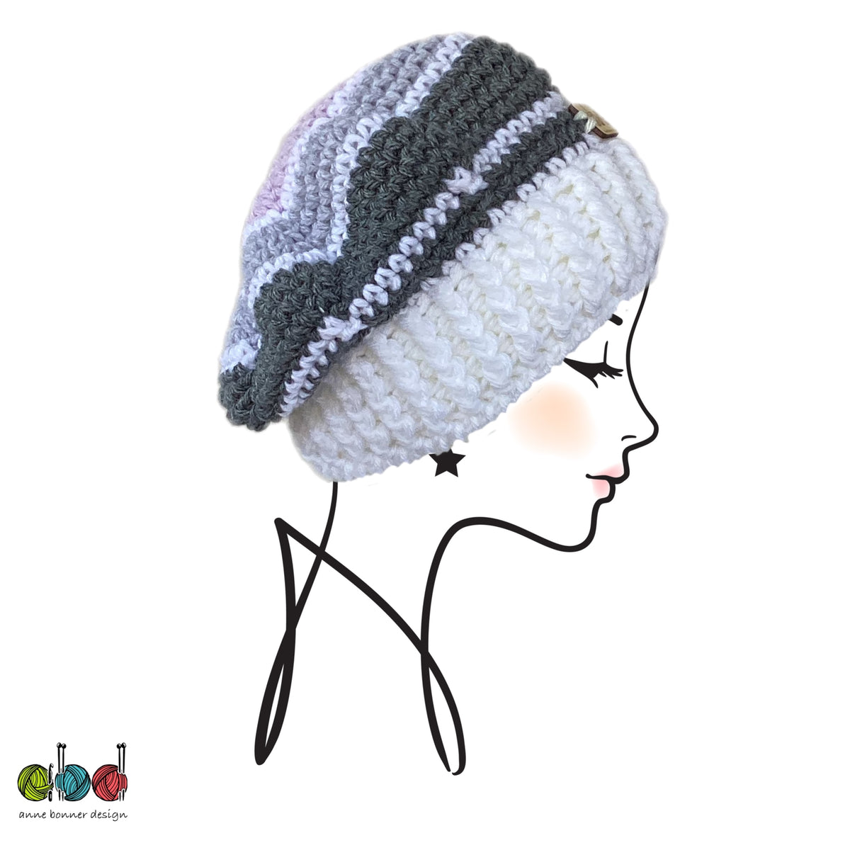 Handmade Crochet Slouchy Beret Hat - One of a Kind | AH033