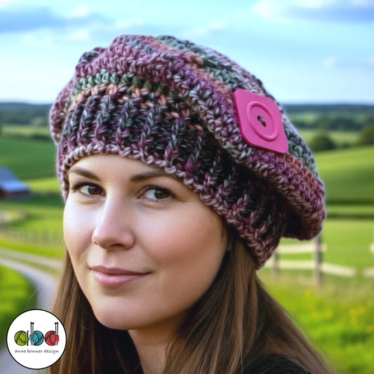 Handmade Crochet Beret Hat - One of a Kind | AH019