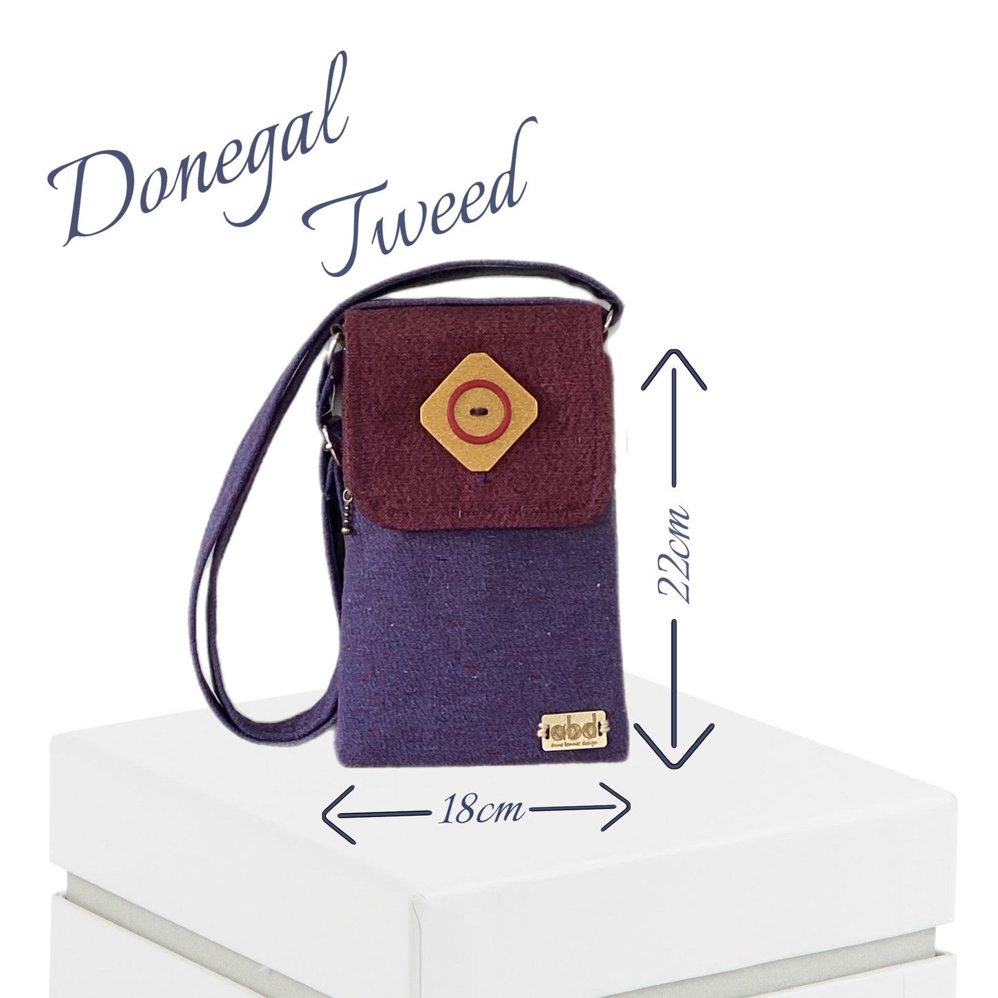 Handcrafted Donegal Tweed Crossbody Phone Bag – One of a Kind | PB006