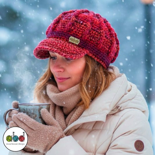 Handmade Crochet Newsboy Hat - One of a Kind | AH014