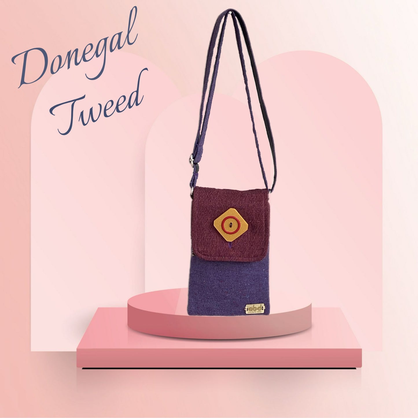 Handcrafted Donegal Tweed Crossbody Phone Bag – One of a Kind | PB006