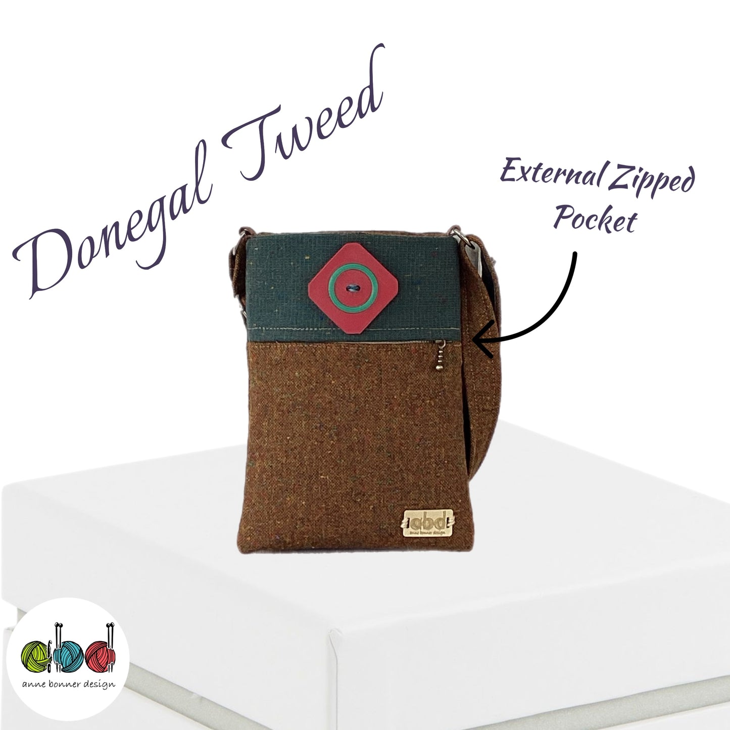 Handcrafted Donegal Tweed Crossbody Phone Bag – One of a Kind | PB005