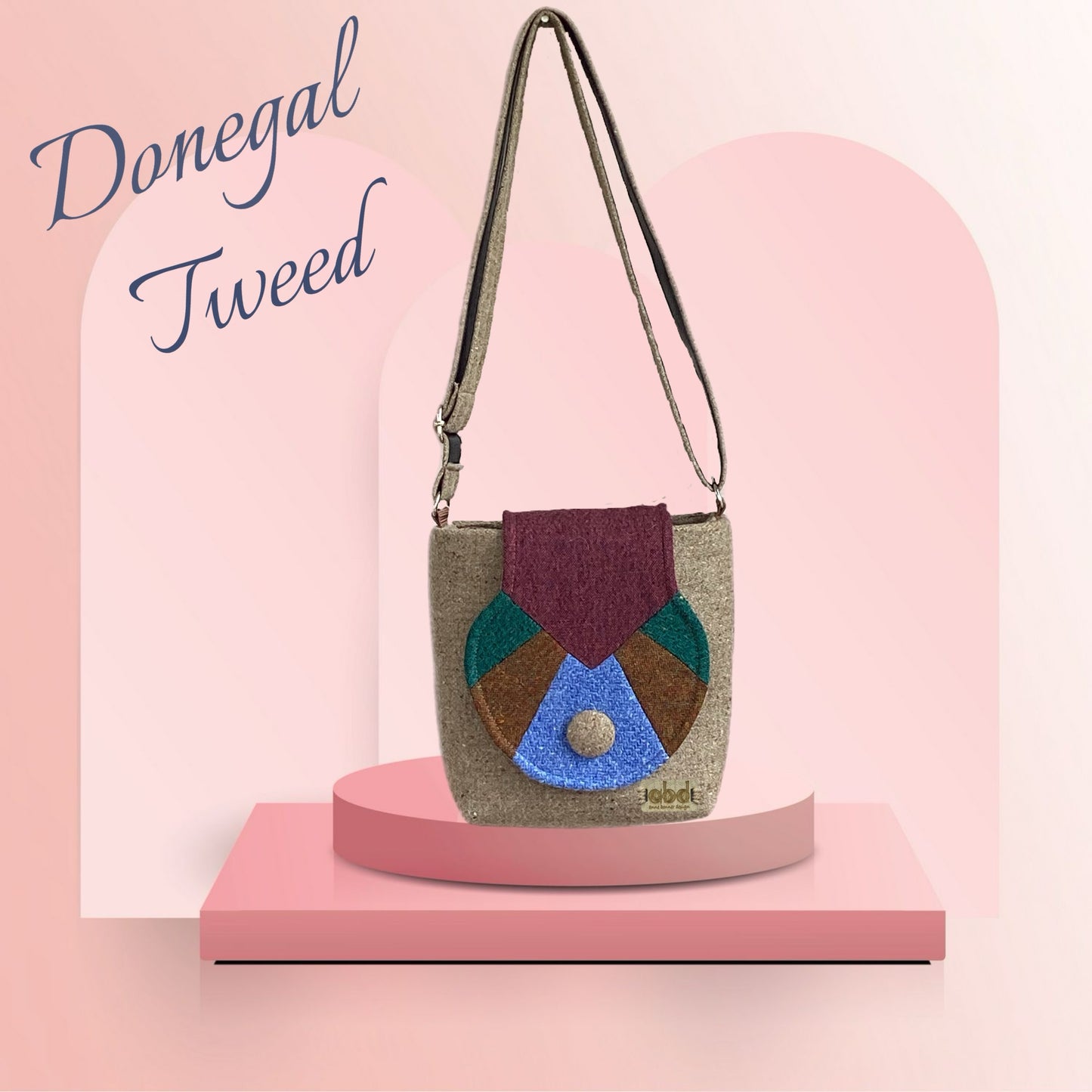Handcrafted Donegal Tweed Crossbody Bag – One of a Kind |  CB013)