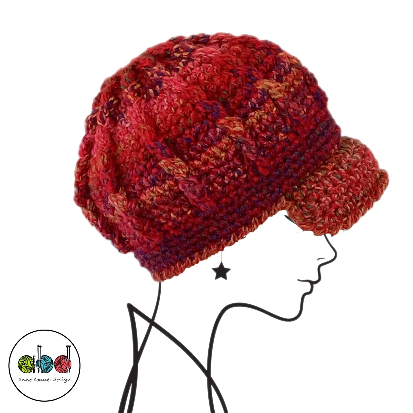 Handmade Crochet Newsboy Hat - One of a Kind | AH014