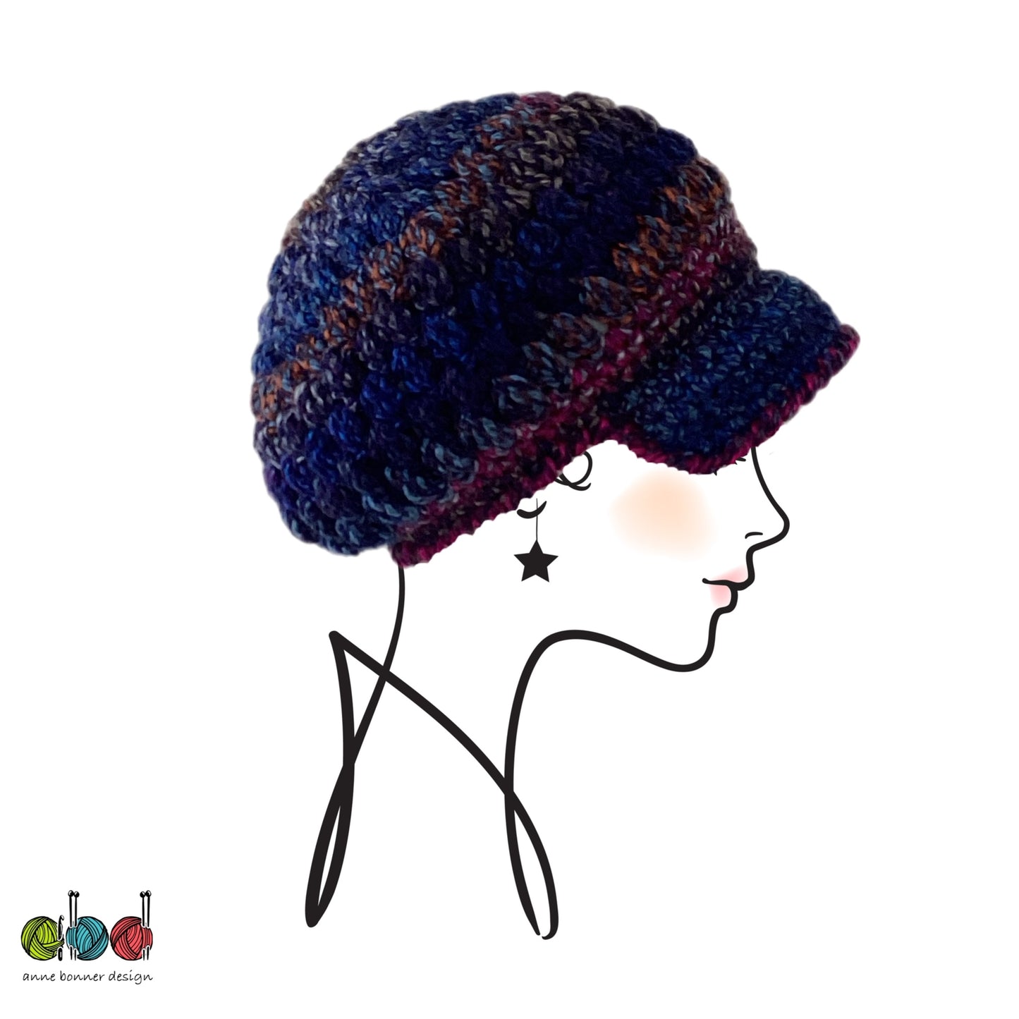 Handmade Crochet Newsboy Hat - One of a Kind | AH029